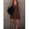 imageCicy Bell Womens Babydoll Tank Mini Dress Scoop Neck Summer Sleeveless Short Sundress Vacation Beach Dresses with PocketsBrown