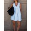 imageCicy Bell Womens Babydoll Tank Mini Dress Scoop Neck Summer Sleeveless Short Sundress Vacation Beach Dresses with PocketsSky Blue