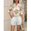 imageCicy Bell Womens Boho Floral Blouses Puff Ruffle Sleeve V Neck Summer Shirts Dressy Casual Flowy Blouse TopsBeige