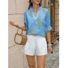 imageCicy Bell Womens Boho Floral Blouses Puff Ruffle Sleeve V Neck Summer Shirts Dressy Casual Flowy Blouse TopsBlue