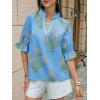 imageCicy Bell Womens Boho Floral Blouses Puff Ruffle Sleeve V Neck Summer Shirts Dressy Casual Flowy Blouse TopsBlue