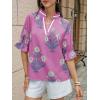 imageCicy Bell Womens Boho Floral Blouses Puff Ruffle Sleeve V Neck Summer Shirts Dressy Casual Flowy Blouse TopsPink