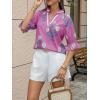 imageCicy Bell Womens Boho Floral Blouses Puff Ruffle Sleeve V Neck Summer Shirts Dressy Casual Flowy Blouse TopsPink
