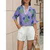 imageCicy Bell Womens Boho Floral Blouses Puff Ruffle Sleeve V Neck Summer Shirts Dressy Casual Flowy Blouse TopsPurple