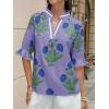 imageCicy Bell Womens Boho Floral Blouses Puff Ruffle Sleeve V Neck Summer Shirts Dressy Casual Flowy Blouse TopsPurple
