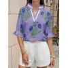 imageCicy Bell Womens Boho Floral Blouses Puff Ruffle Sleeve V Neck Summer Shirts Dressy Casual Flowy Blouse TopsPurple