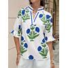 imageCicy Bell Womens Boho Floral Blouses Puff Ruffle Sleeve V Neck Summer Shirts Dressy Casual Flowy Blouse TopsWhite