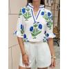 imageCicy Bell Womens Boho Floral Blouses Puff Ruffle Sleeve V Neck Summer Shirts Dressy Casual Flowy Blouse TopsWhite