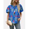 imageCicy Bell Womens Boho Floral Blouses Short Puff Sleeve V Neck Babydoll Shirts Flowy Tie Front Tops Blue