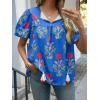 imageCicy Bell Womens Boho Floral Blouses Short Puff Sleeve V Neck Babydoll Shirts Flowy Tie Front Tops Blue