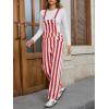 imageCicy Bell Womens Casual Striped Bib Overalls Adjustable Straps Straight Leg Jumpsuits Denim Jean Long Rompers PantsRed