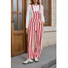 imageCicy Bell Womens Casual Striped Bib Overalls Adjustable Straps Straight Leg Jumpsuits Denim Jean Long Rompers PantsRed