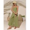 imageCicy Bell Womens Casual Wide Leg Jumpsuits Summer Spaghetti Strap Sleeveless Cut Out Loose Long Pant Rompers with PocketsArmy Green