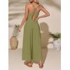 imageCicy Bell Womens Casual Wide Leg Jumpsuits Summer Spaghetti Strap Sleeveless Cut Out Loose Long Pant Rompers with PocketsArmy Green