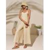 imageCicy Bell Womens Casual Wide Leg Jumpsuits Summer Spaghetti Strap Sleeveless Cut Out Loose Long Pant Rompers with PocketsBeige