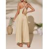 imageCicy Bell Womens Casual Wide Leg Jumpsuits Summer Spaghetti Strap Sleeveless Cut Out Loose Long Pant Rompers with PocketsBeige
