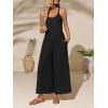 imageCicy Bell Womens Casual Wide Leg Jumpsuits Summer Spaghetti Strap Sleeveless Cut Out Loose Long Pant Rompers with PocketsBlack