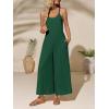 imageCicy Bell Womens Casual Wide Leg Jumpsuits Summer Spaghetti Strap Sleeveless Cut Out Loose Long Pant Rompers with PocketsDark Green