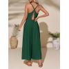 imageCicy Bell Womens Casual Wide Leg Jumpsuits Summer Spaghetti Strap Sleeveless Cut Out Loose Long Pant Rompers with PocketsDark Green
