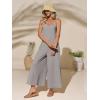 imageCicy Bell Womens Casual Wide Leg Jumpsuits Summer Spaghetti Strap Sleeveless Cut Out Loose Long Pant Rompers with PocketsGrey