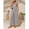 imageCicy Bell Womens Casual Wide Leg Jumpsuits Summer Spaghetti Strap Sleeveless Cut Out Loose Long Pant Rompers with PocketsGrey