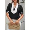 imageCicy Bell Womens Color Block Puff Sleeve Blouses Summer Casual Dressy V Neck Tops Loose Fit Tee ShirtsBlack
