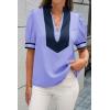 imageCicy Bell Womens Color Block Puff Sleeve Blouses Summer Casual Dressy V Neck Tops Loose Fit Tee ShirtsPurple
