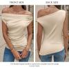 imageCicy Bell Womens Cowl Neck Tank Tops 2026 Summer Off The Shoulder Asymmetrical Ruched Tops Going Out Sleeveless ShirtsApricot