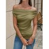 imageCicy Bell Womens Cowl Neck Tank Tops 2026 Summer Off The Shoulder Asymmetrical Ruched Tops Going Out Sleeveless ShirtsArmy Green