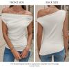 imageCicy Bell Womens Cowl Neck Tank Tops 2026 Summer Off The Shoulder Asymmetrical Ruched Tops Going Out Sleeveless ShirtsWhite