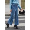 imageCicy Bell Womens Cropped Wide Leg Jeans Stretchy High Waisted Trendy Capri Baggy Denim Ankle Pants with PocketsBlue