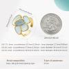 imageCicy Bell Womens Floral Glazed Ring 18K Gold Plated Blue Flower Plants Stackable Rings Trendy Jewelry Gift For Mom WifeSize 9