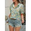 imageCicy Bell Womens Floral Printed Button Down Shirts Summer Casual Puff Short Sleeve Collared V Neck Blouses Work TopsGreen