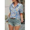 imageCicy Bell Womens Floral Printed Button Down Shirts Summer Casual Puff Short Sleeve Collared V Neck Blouses Work TopsSky Blue