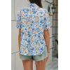 imageCicy Bell Womens Floral Printed Button Down Shirts Summer Casual Puff Short Sleeve Collared V Neck Blouses Work TopsSky Blue