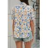 imageCicy Bell Womens Floral Printed Button Down Shirts Summer Casual Puff Short Sleeve Collared V Neck Blouses Work TopsWhite