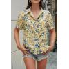 imageCicy Bell Womens Floral Printed Button Down Shirts Summer Casual Puff Short Sleeve Collared V Neck Blouses Work TopsYellow
