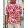 imageCicy Bell Womens Floral Short Puff Sleeve Tops V Neck Patchwork Boho Summer Blouses Dressy Casual ShirtsBurgundy