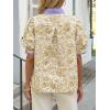 imageCicy Bell Womens Floral Short Puff Sleeve Tops V Neck Patchwork Boho Summer Blouses Dressy Casual ShirtsKhaki