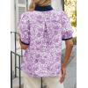 imageCicy Bell Womens Floral Short Puff Sleeve Tops V Neck Patchwork Boho Summer Blouses Dressy Casual ShirtsPurple