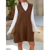 imageCicy Bell Womens Oversized Sweater Vest Dress V Neck Sleeveless Fall Trendy Casual Knit Cable Mini DressesBrown