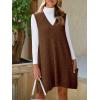 imageCicy Bell Womens Oversized Sweater Vest Dress V Neck Sleeveless Fall Trendy Casual Knit Cable Mini DressesBrown