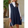 imageCicy Bell Womens Oversized Sweater Vest Dress V Neck Sleeveless Fall Trendy Casual Knit Cable Mini DressesNavy