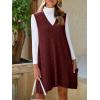 imageCicy Bell Womens Oversized Sweater Vest Dress V Neck Sleeveless Fall Trendy Casual Knit Cable Mini DressesWine Red