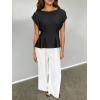 imageCicy Bell Womens Peplum Tops Summer Babydoll Cap Sleeve TShirts Dressy Casual Crew Neck Pleated BlousesBlack