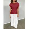 imageCicy Bell Womens Peplum Tops Summer Babydoll Cap Sleeve TShirts Dressy Casual Crew Neck Pleated BlousesBurgundy