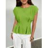 imageCicy Bell Womens Peplum Tops Summer Babydoll Cap Sleeve TShirts Dressy Casual Crew Neck Pleated BlousesGreen