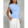 imageCicy Bell Womens Peplum Tops Summer Babydoll Cap Sleeve TShirts Dressy Casual Crew Neck Pleated BlousesLight Blue