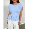 imageCicy Bell Womens Peplum Tops Summer Babydoll Cap Sleeve TShirts Dressy Casual Crew Neck Pleated BlousesLight Blue