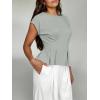 imageCicy Bell Womens Peplum Tops Summer Babydoll Cap Sleeve TShirts Dressy Casual Crew Neck Pleated BlousesLight Grey